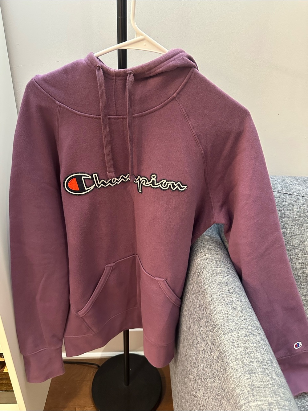 Champion Women's Plum Crewneck Hoodie with Embroidered Logo